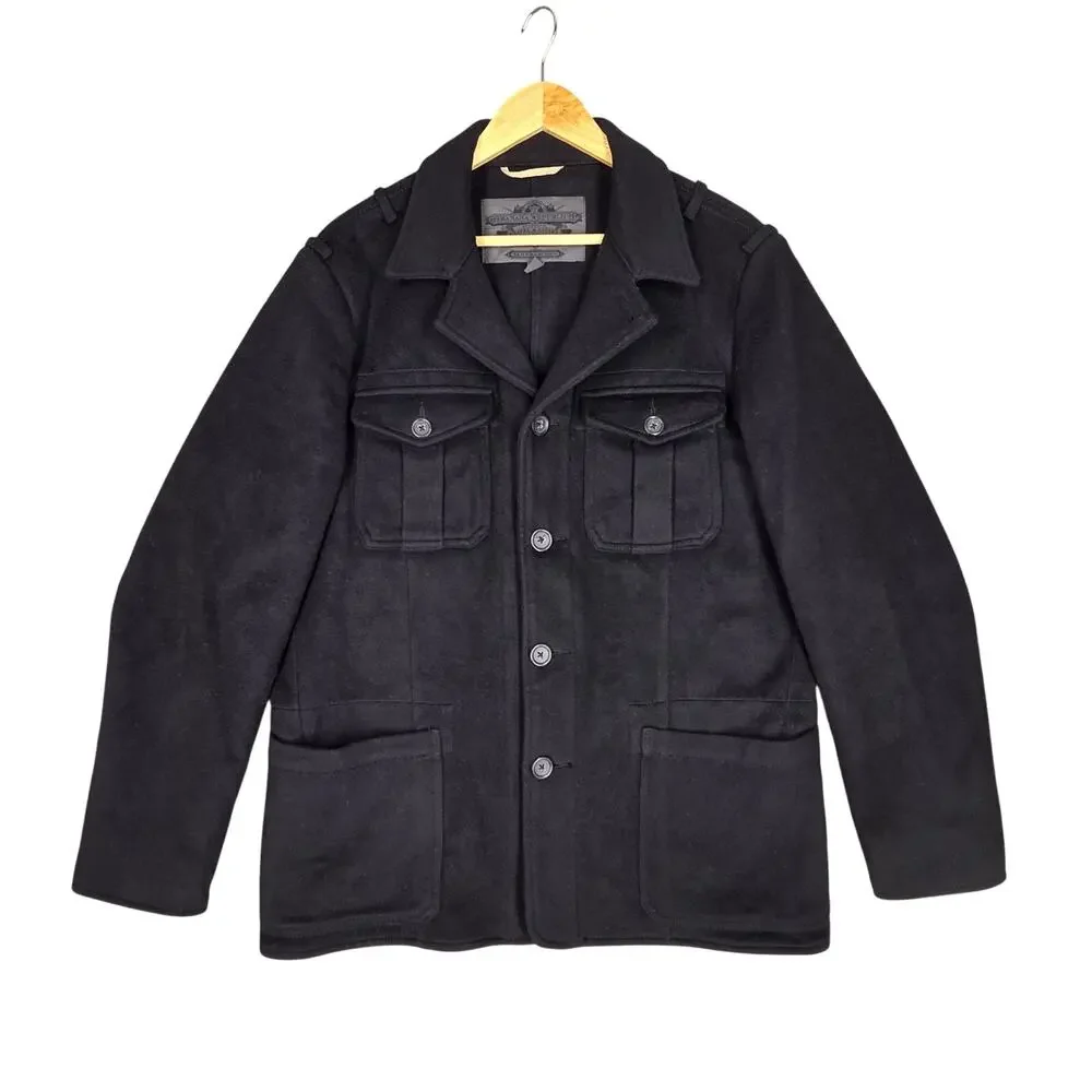 BANANA REPUBLIC TRAVEL & SAFARI 100% WOOL FIELD JACKET – BLACK – SIZE MEDIUM